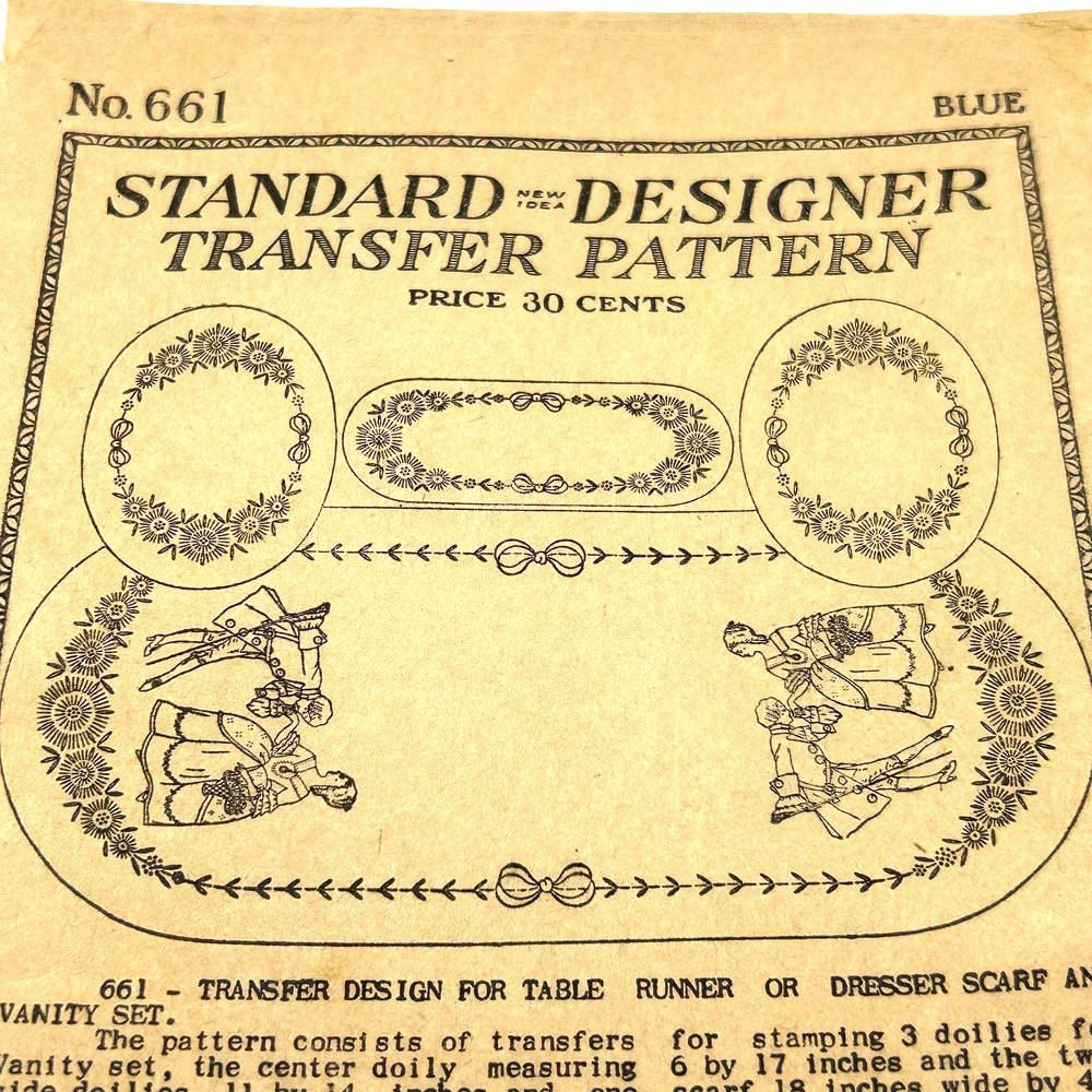 Standard Designer Antique 1920's Transfer Pattern #661 Table Runner HTF RARE - Picture 3 of 7